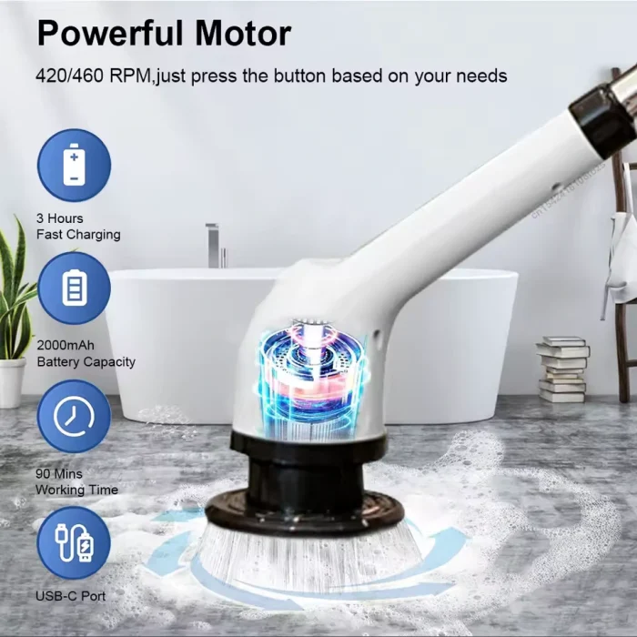 Cepillo De Limpieza 9 En 1 Eléctrico Multifuncional Giratorio Envió Gratis - Imagen 3