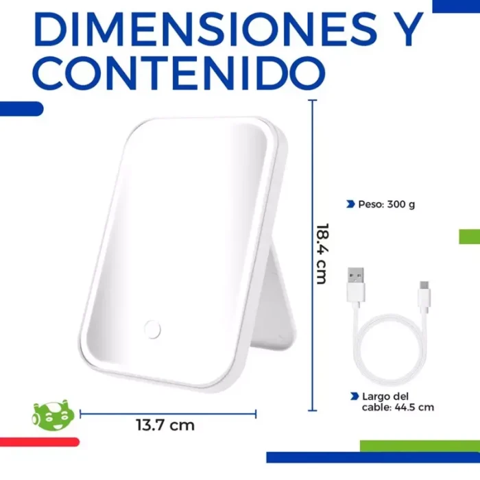 Espejo Para Maquillaje Led Táctil Con Luz Ajustable Portátil Envió Gratis - Imagen 5