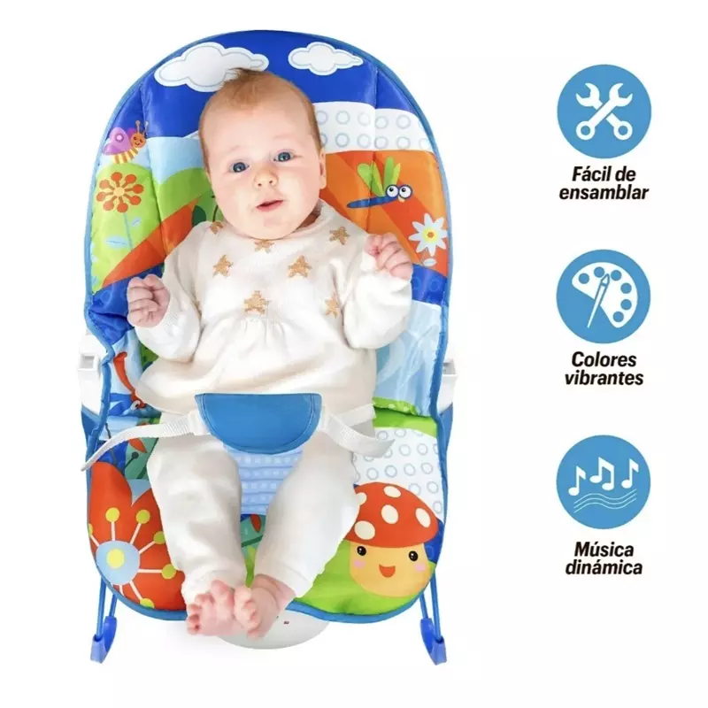 Silla Mecedora De Bebe Interactiva1 Silla Mecedora De Bebe Interactiva Azul Arnés Ajustable Envió Gratis - Imagen 2